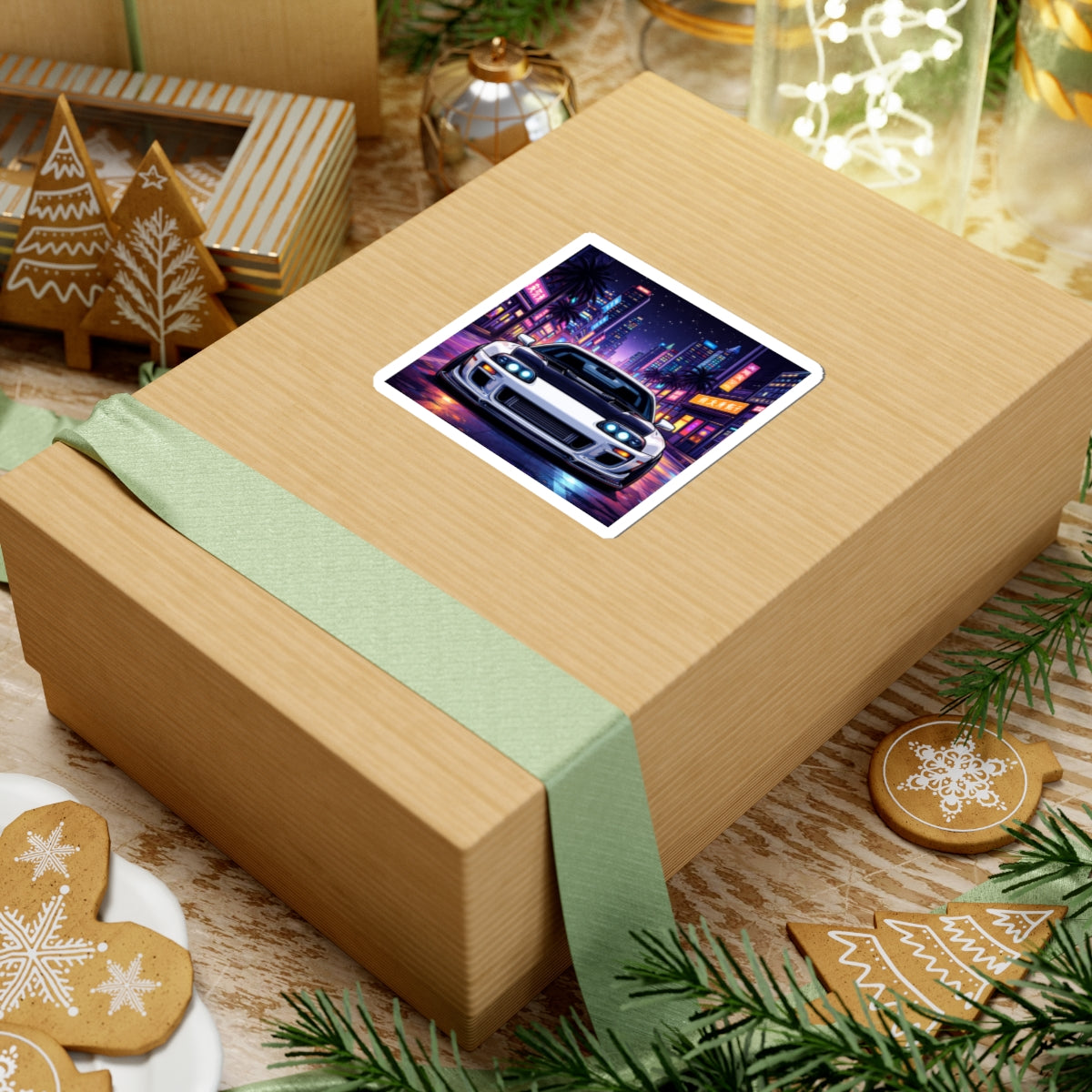 Retro Nightstreet Car Sticker — Neon JDM Sports Coupe Kiss-Cut Sticker