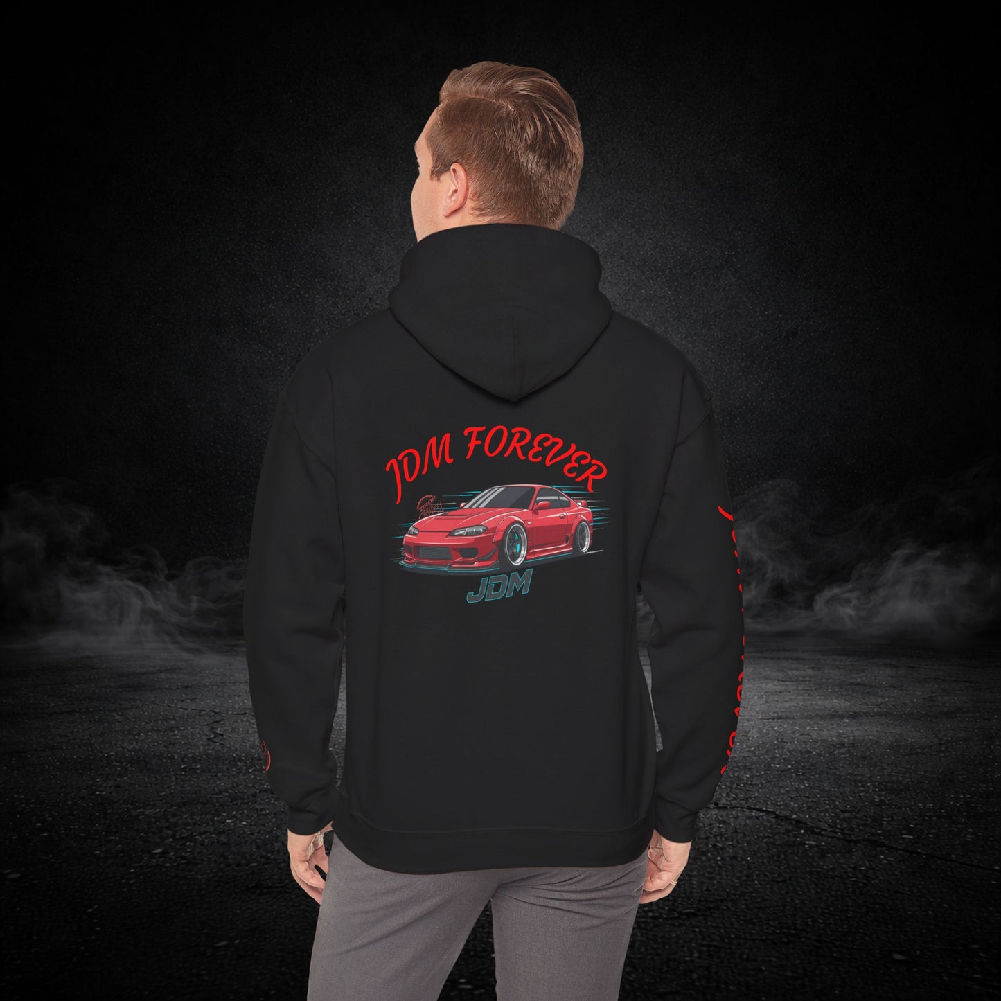 JDM Forever Hoodie — Red Sports Car Graphic Streetwear