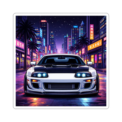 Retro Nightstreet Car Sticker — Neon JDM Sports Coupe Kiss-Cut Sticker