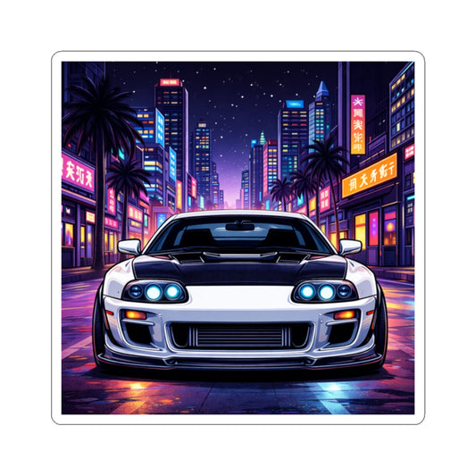 Retro Nightstreet Car Sticker — Neon JDM Sports Coupe Kiss-Cut Sticker