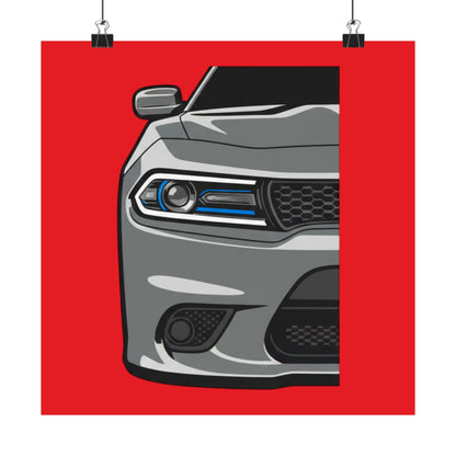 Muscle Car Front View Matte Poster — Automotive Wall Art for Garage & Man Cave