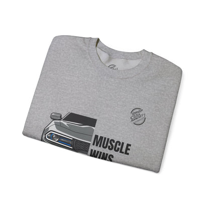 Muscle Car Crewneck Sweatshirt — “Muscle Wins Everytime” Graphic