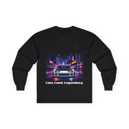 Retro Neon Skyline Car Long Sleeve Tee — "Cool, Cool Legendary" Streetwear