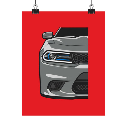 Muscle Car Front View Matte Poster — Automotive Wall Art for Garage & Man Cave