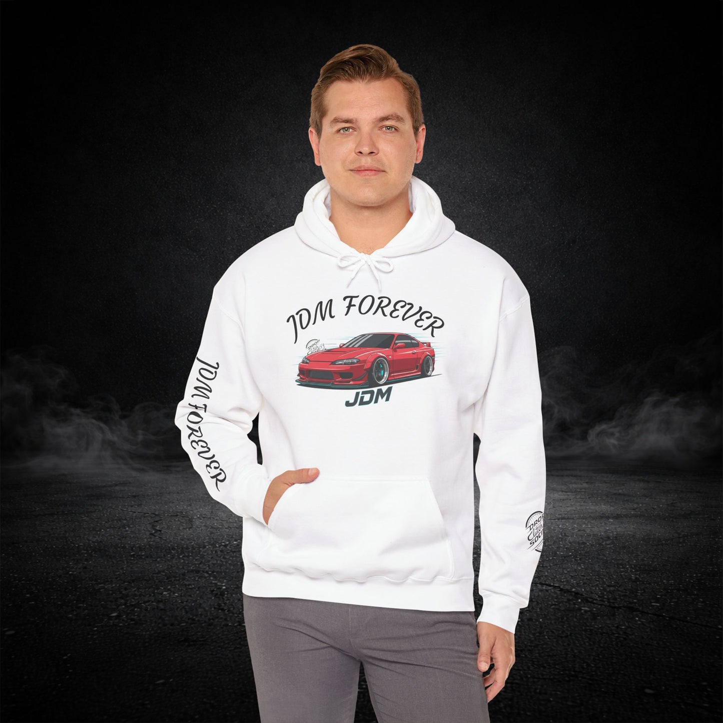 JDM Forever Hoodie — Red Sports Car Graphic Streetwear