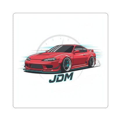 JDM Red Drift Car Kiss-Cut Sticker — Racing Silhouette Vinyl Decal for Laptops & Cars
