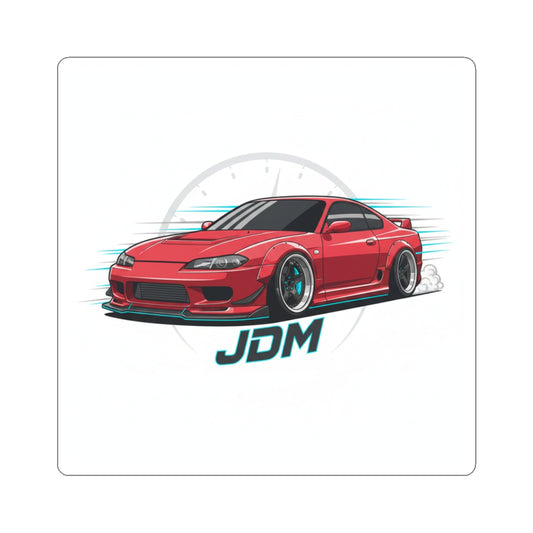 JDM Red Drift Car Kiss-Cut Sticker — Racing Silhouette Vinyl Decal for Laptops & Cars