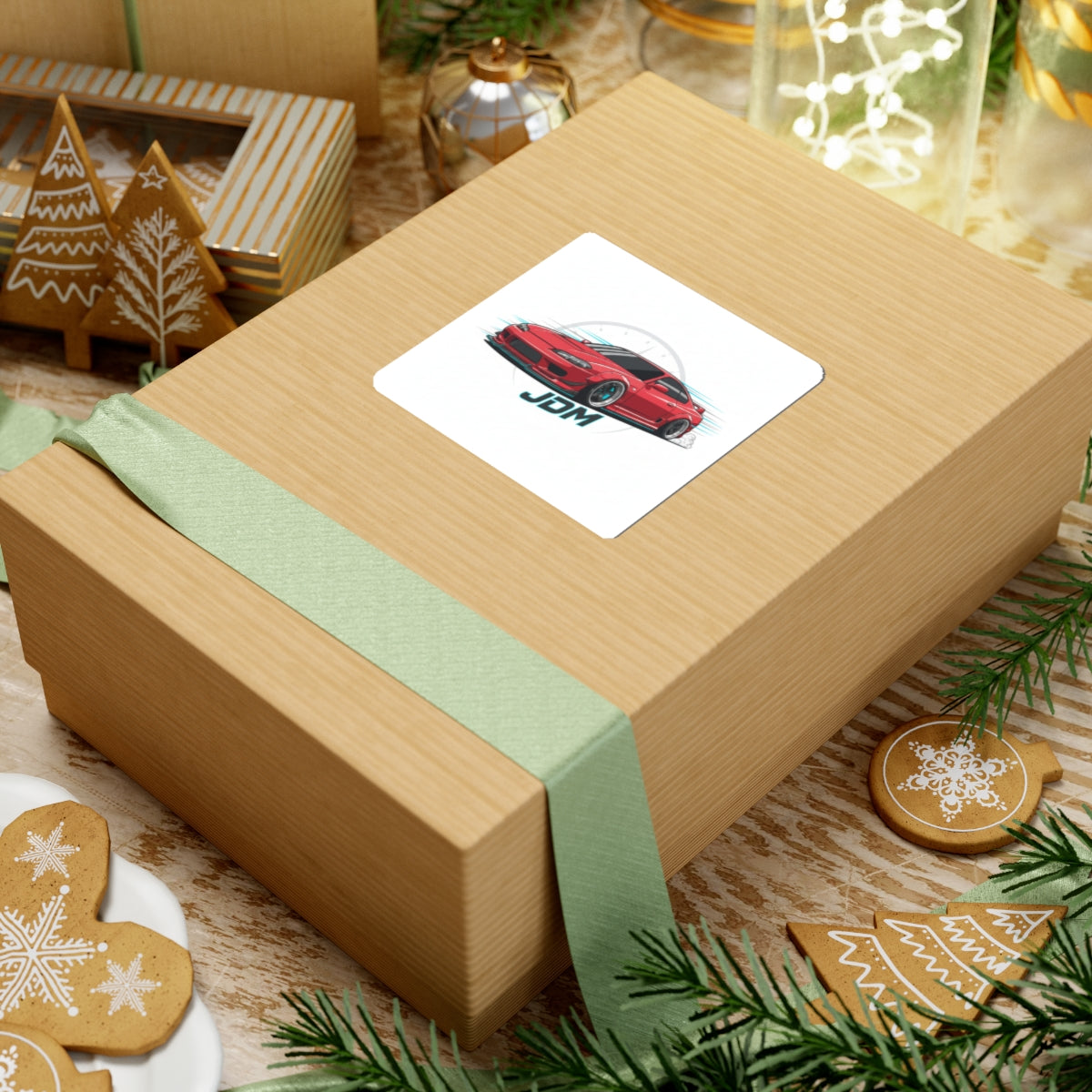 JDM Red Drift Car Kiss-Cut Sticker — Racing Silhouette Vinyl Decal for Laptops & Cars