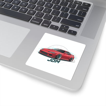 JDM Red Drift Car Kiss-Cut Sticker — Racing Silhouette Vinyl Decal for Laptops & Cars