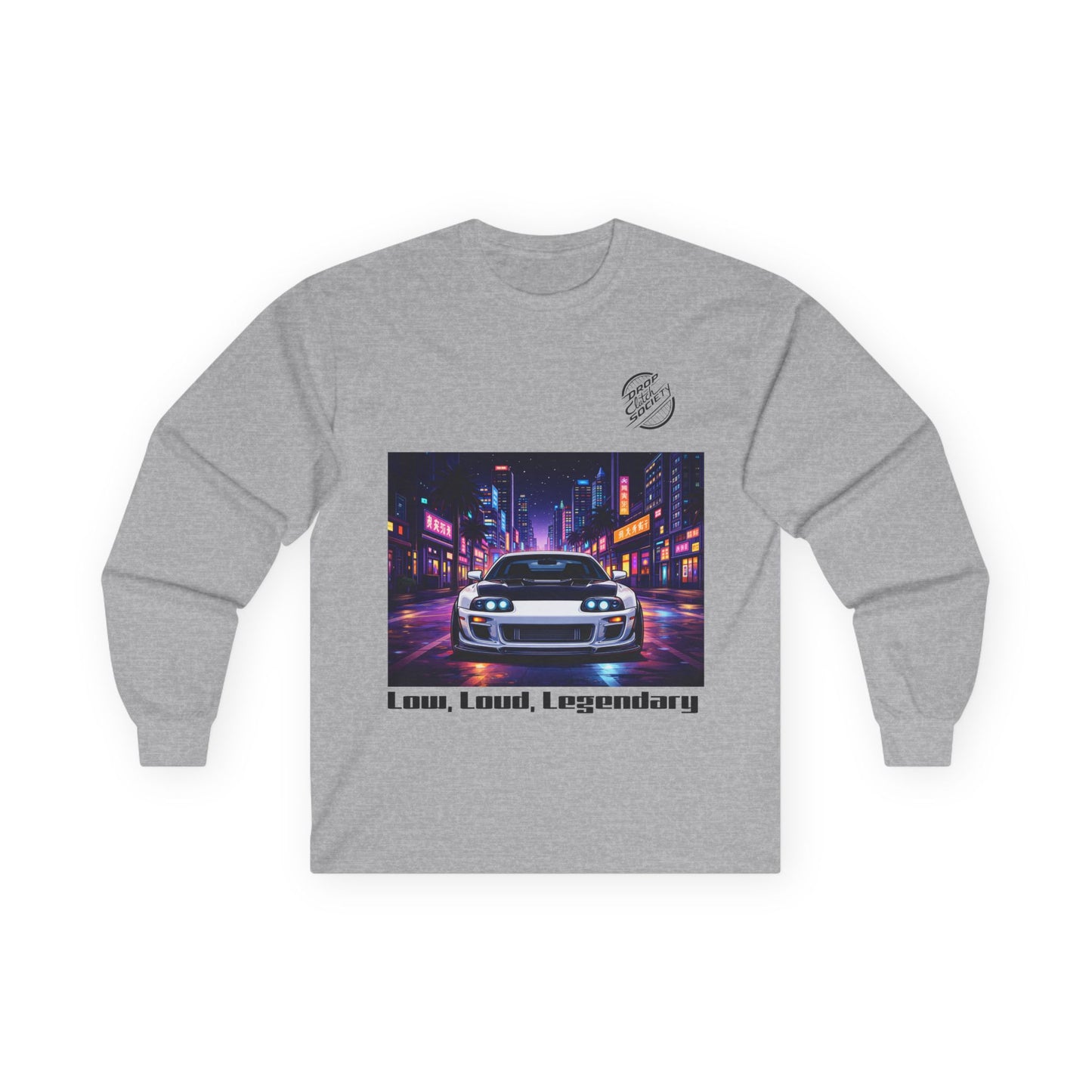 Retro Neon Skyline Car Long Sleeve Tee — "Cool, Cool Legendary" Streetwear