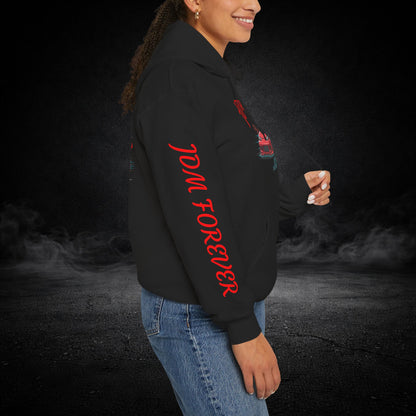 JDM Forever Hoodie — Red Sports Car Graphic Streetwear