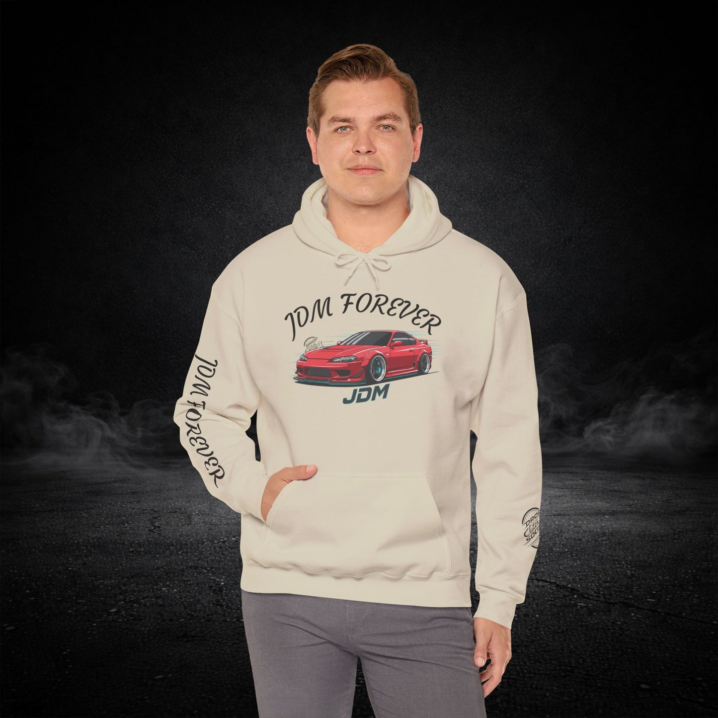 JDM Forever Hoodie — Red Sports Car Graphic Streetwear