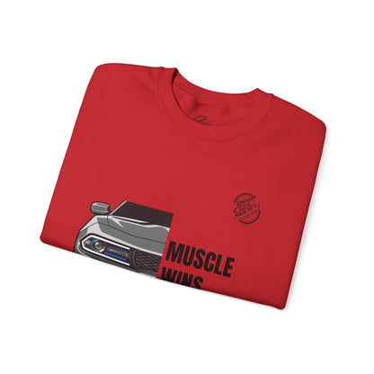 Muscle Car Crewneck Sweatshirt — “Muscle Wins Everytime” Graphic