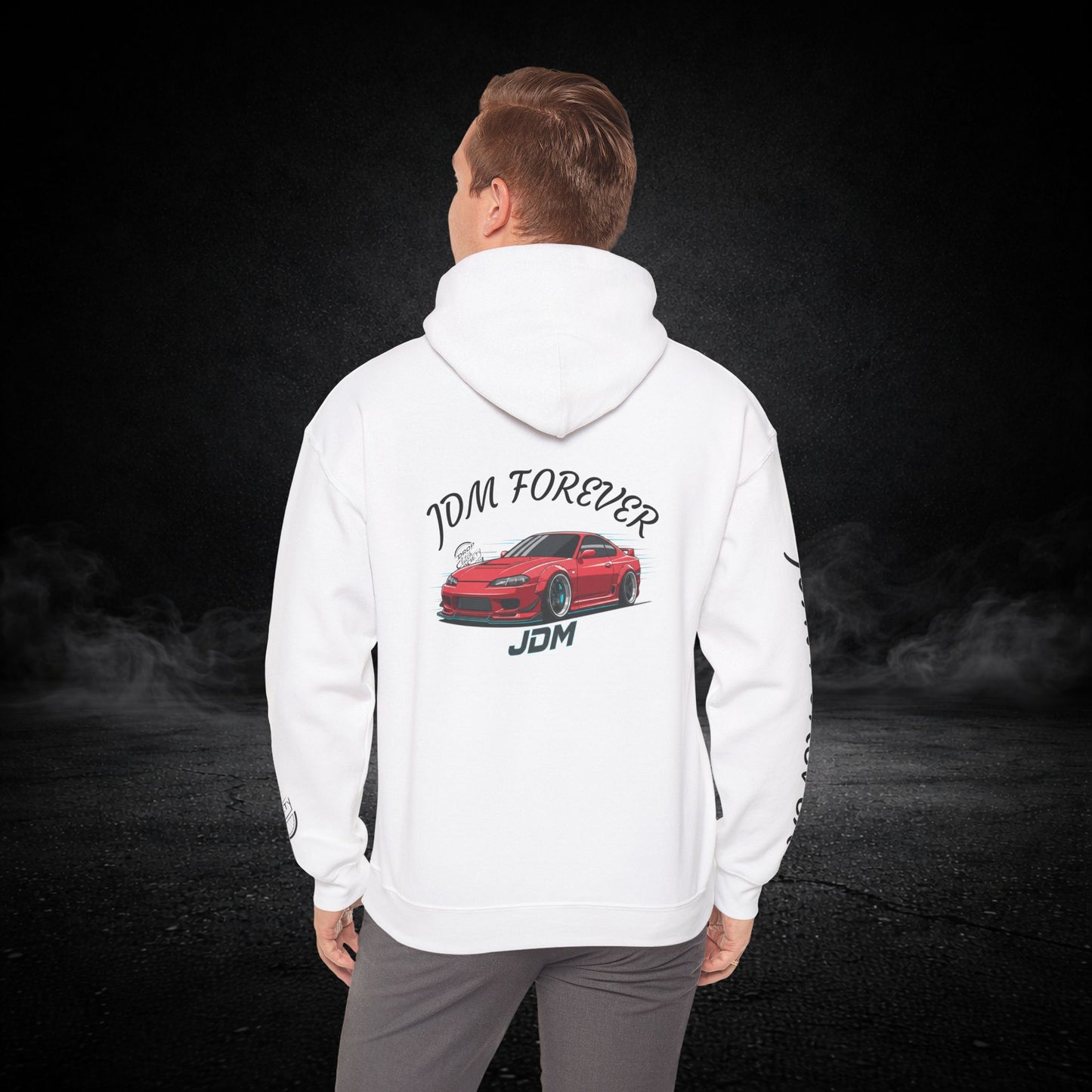JDM Forever Hoodie — Red Sports Car Graphic Streetwear