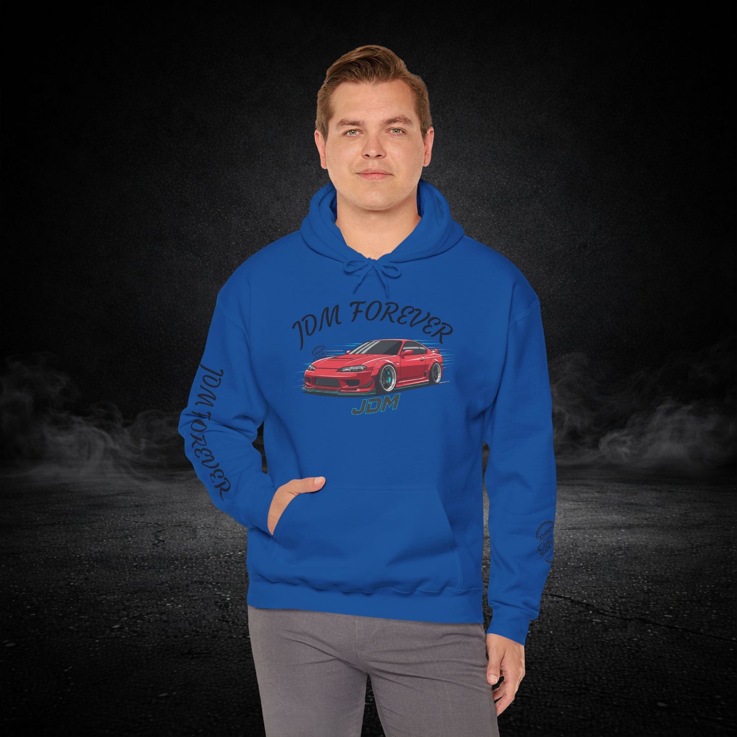 JDM Forever Hoodie — Red Sports Car Graphic Streetwear