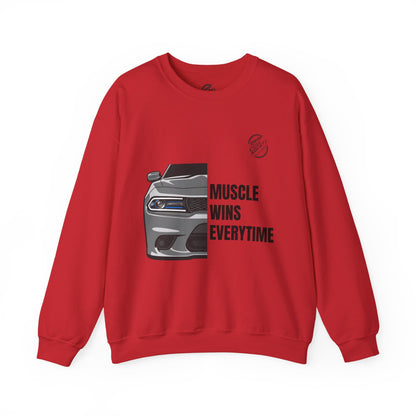 Muscle Car Crewneck Sweatshirt — “Muscle Wins Everytime” Graphic